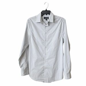 Express 1MX Extra Slim Shirt Men's Size S Gray Cotton Button Up Long Slv Stretch
